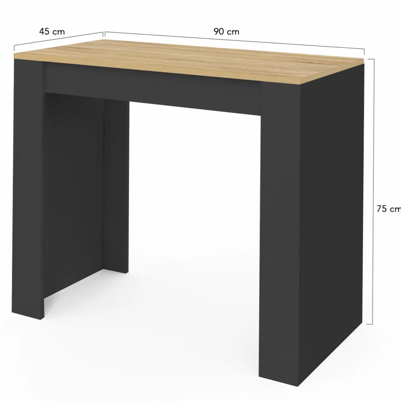 Table console extensible noir et bois