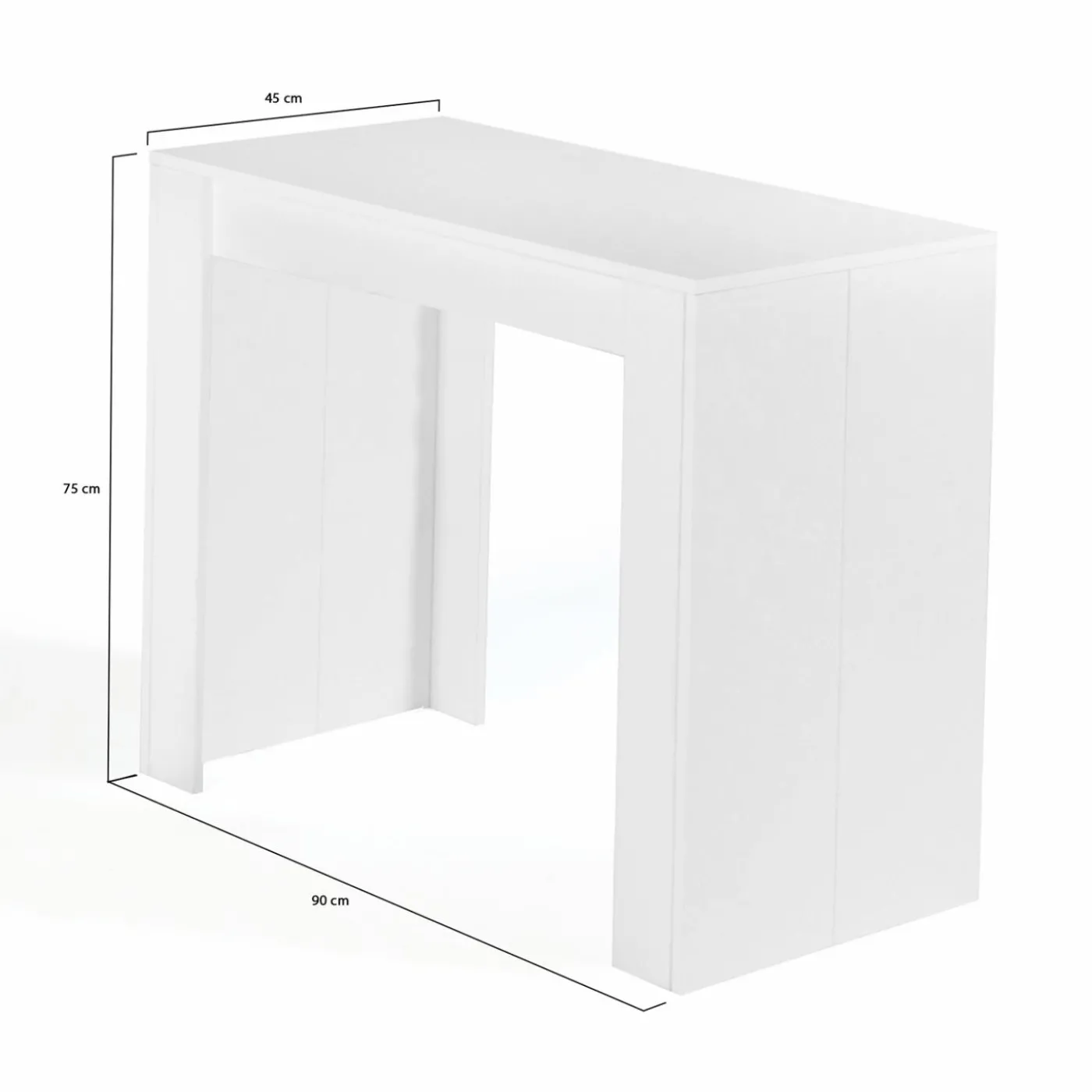 Table console extensible blanche 6 personnes 140 cm