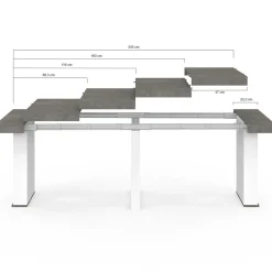 Table console extensible 10 personnes 235 cm béton et blanc