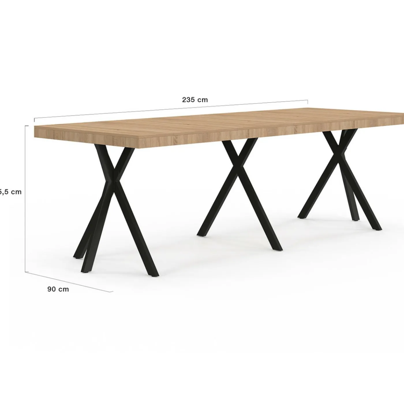Table console extensible 10 personnes 235 cm design industriel