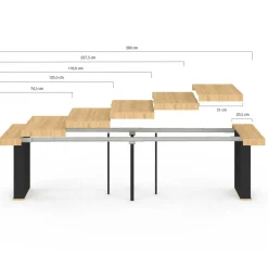Table console extensible 14 personnes 300 cm bois et noir