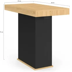 Table console extensible 14 personnes 300 cm bois et noir
