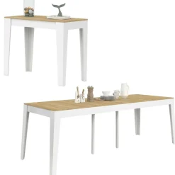 Table console extensible 10 personnes 235 cm bois et façon hêtre