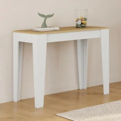 Table console extensible 10 personnes 235 cm bois et façon hêtre