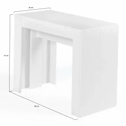 Table console extensible blanche 10 personnes 235 cm
