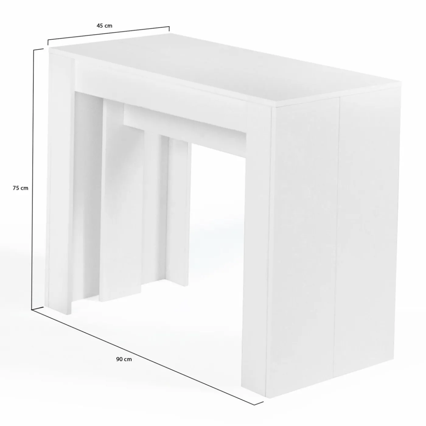 Table console extensible blanche 10 personnes 235 cm