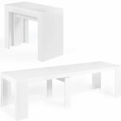 Table console extensible blanche 14 personnes 300 cm