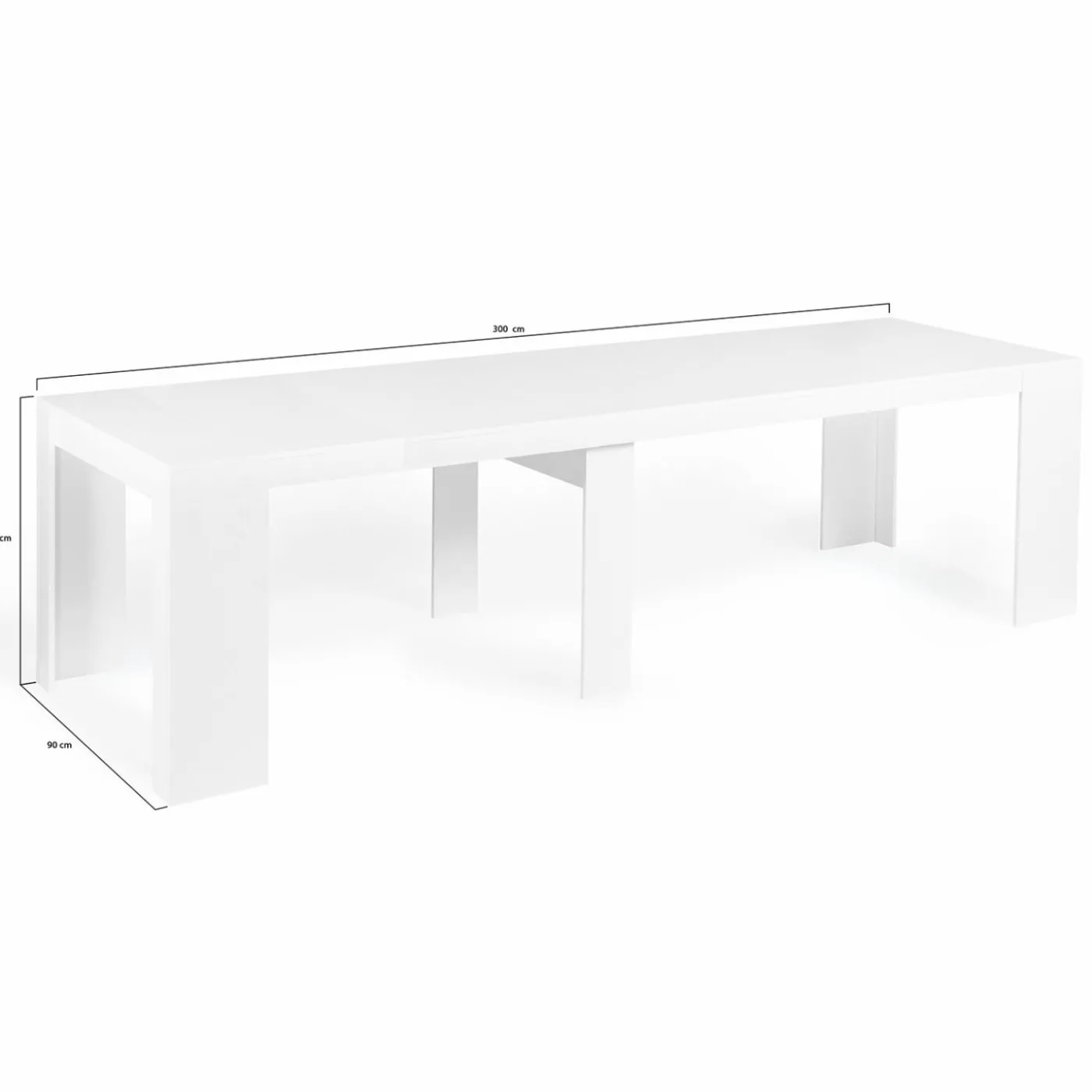 Table console extensible blanche 14 personnes 300 cm