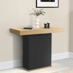 Table console extensible bois et noir