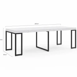 Table console extensible effet marbre blanc 10 personnes