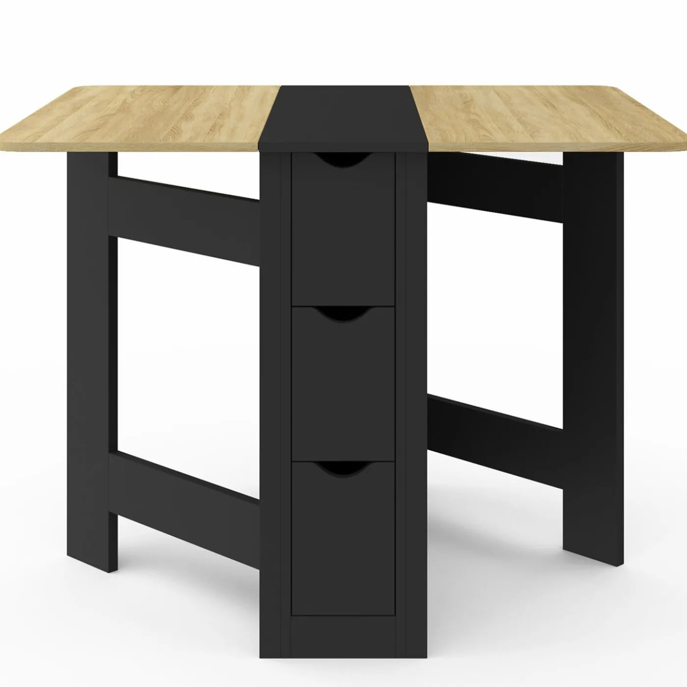Table console pliable bois et noir 2-4 personnes