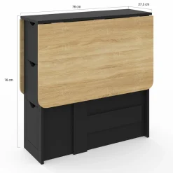 Table console pliable bois et noir 2-4 personnes