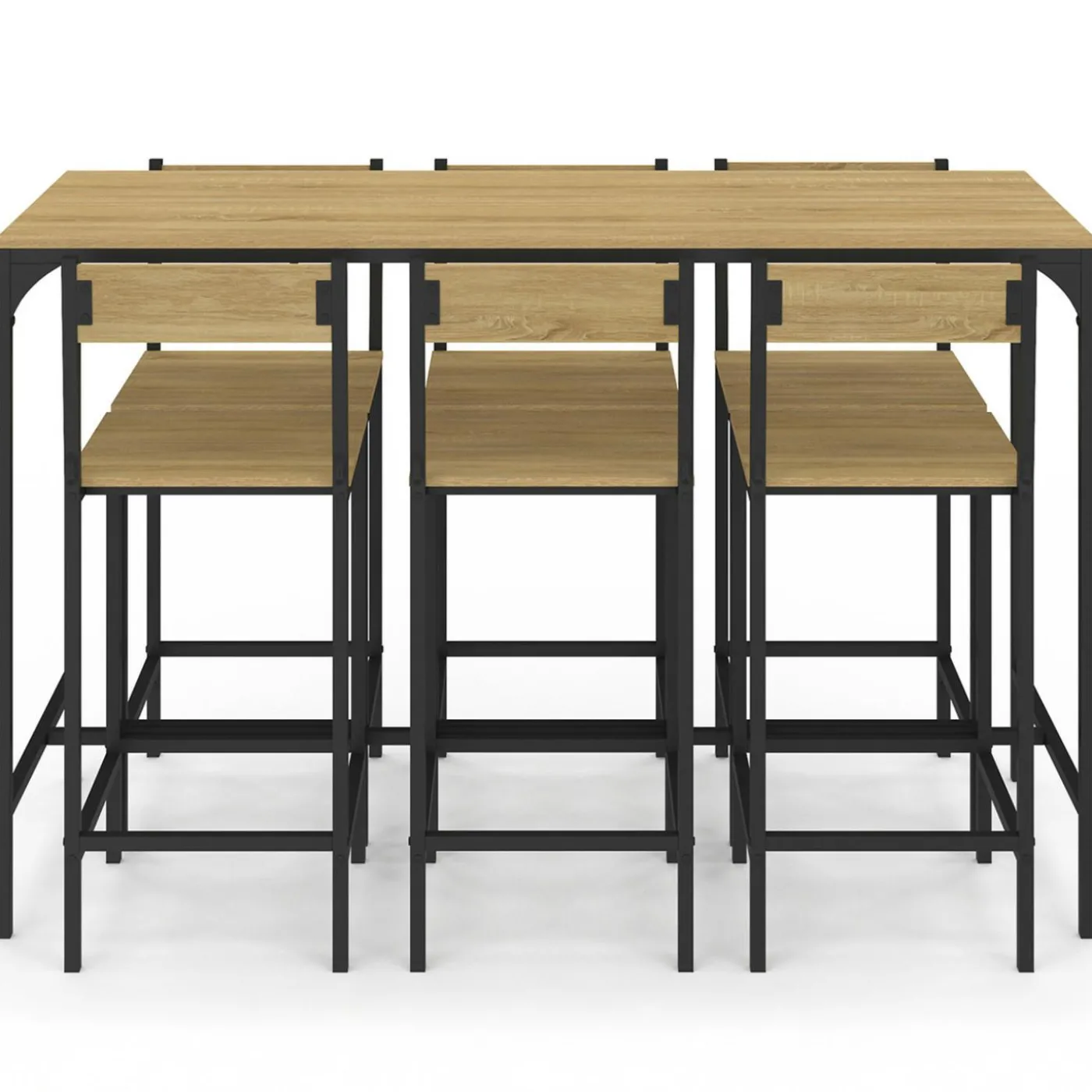 Table de bar design industriel avec 6 chaises
