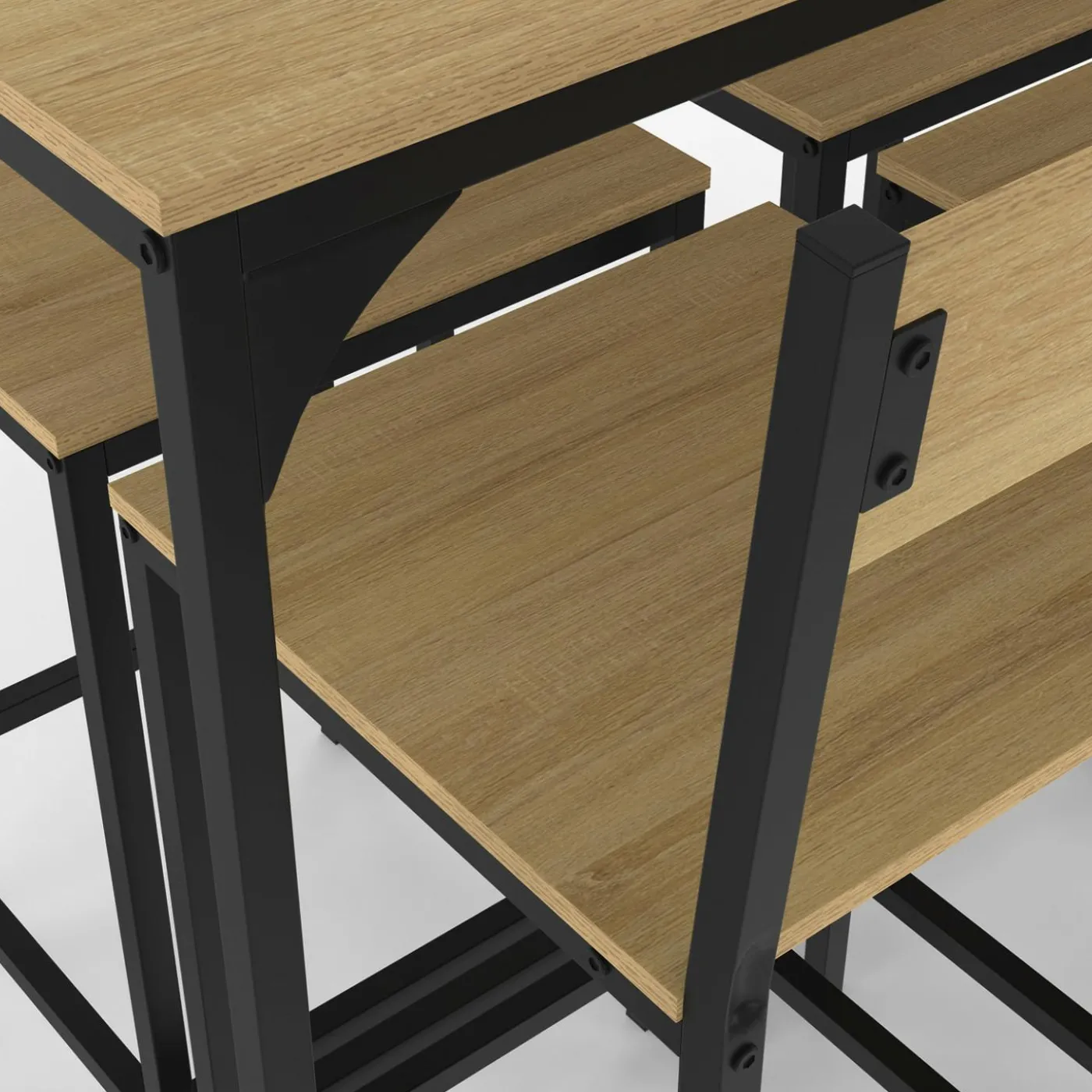 Table de bar design industriel avec 6 chaises