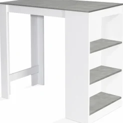 Table de bar haute 2 à 4 personnes blanche et grise effet béton