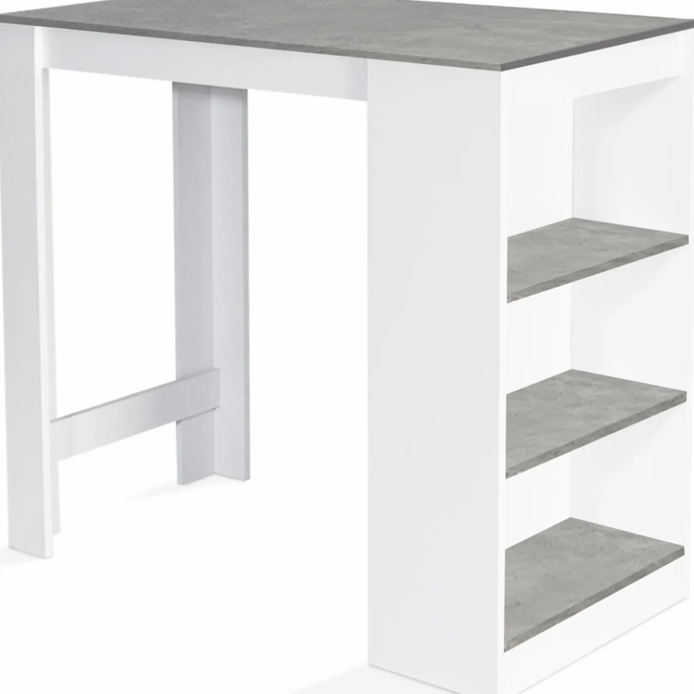 Table de bar haute 2 à 4 personnes blanche et grise effet béton