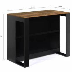 Table de bar îlot bois noir et plateau foncé