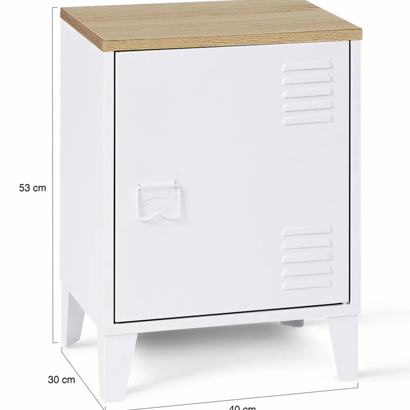 Table de chevet industrielle porte métal et plateau imitation hêtre