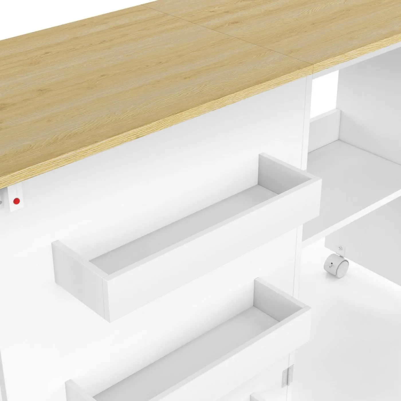 Table de couture pliante à roulettes avec 4 étagères