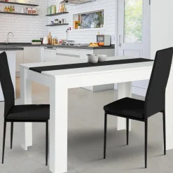 Table de cuisine 6 personnes blanche et noire
