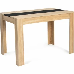 Table de cuisine 4 personnes imitation hêtre et noire