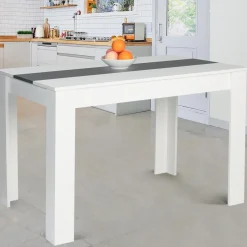 Table de cuisine 6 personnes blanche et grise