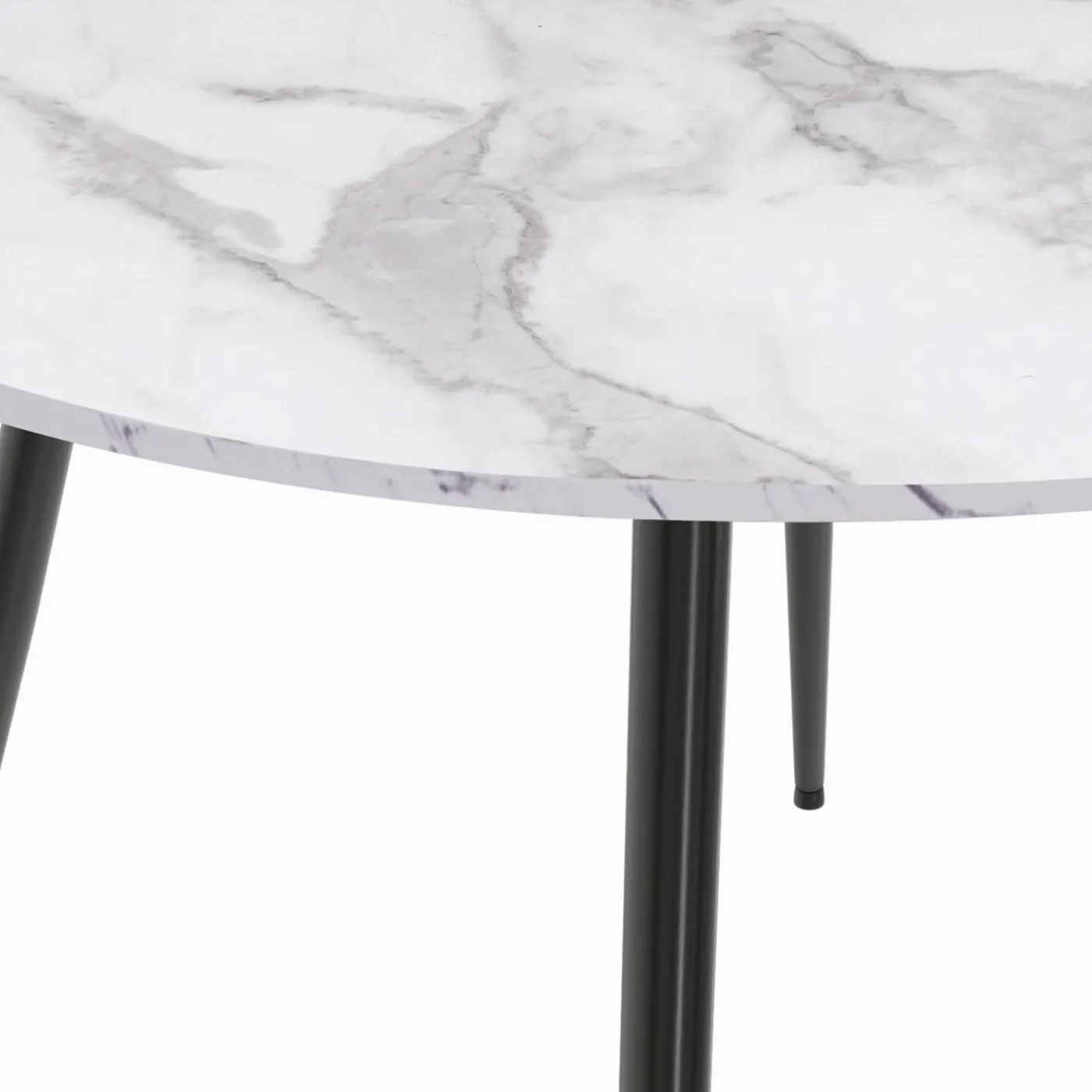 Table de cuisine ronde 4-6 personnes effet marbre blanc 110cm