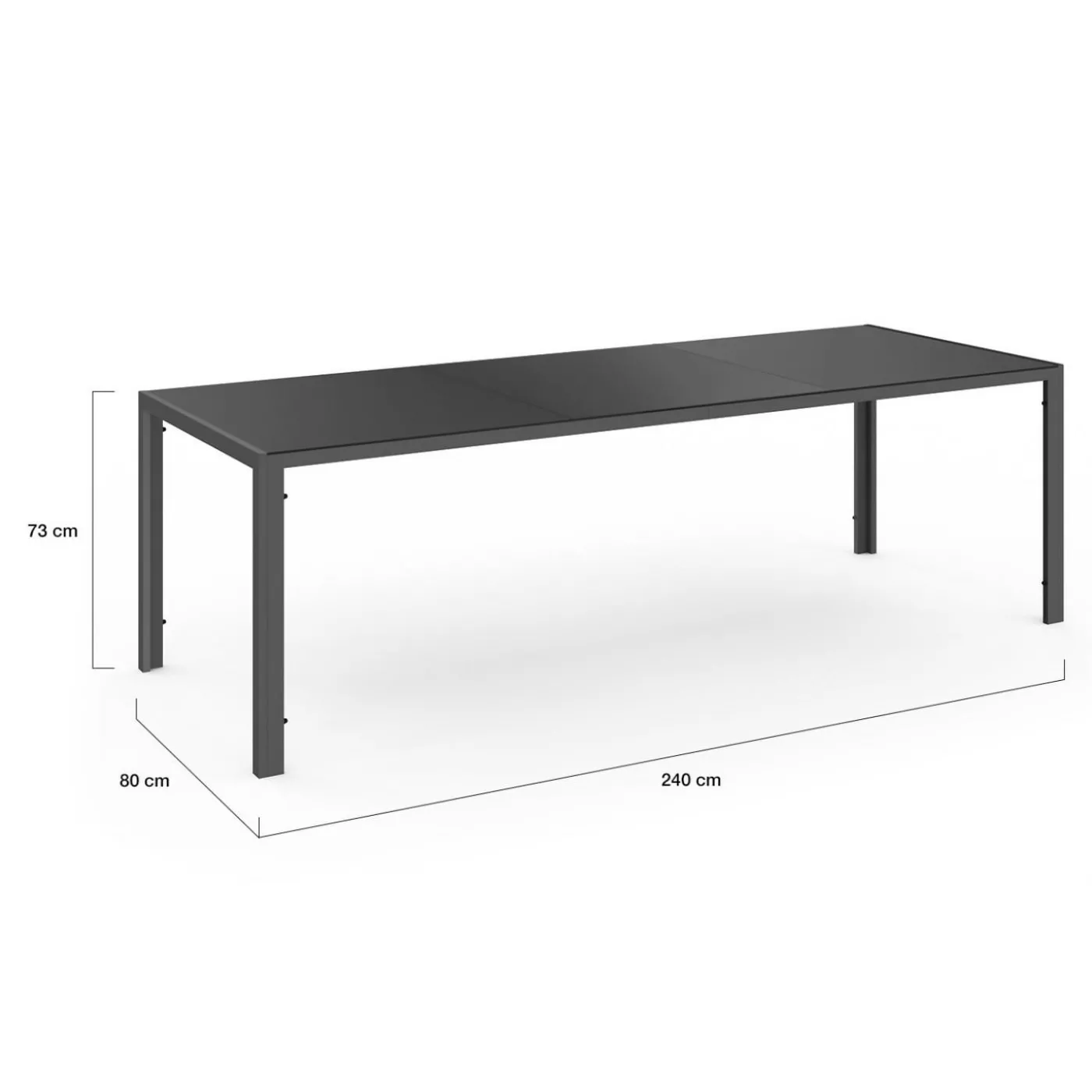 Table de jardin 240 cm 10 personnes et chaises empilables bleues, grises et noires