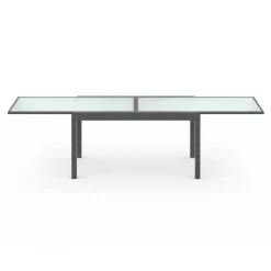 Table de jardin extensible 12 places grise avec chaises