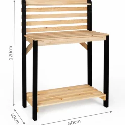 Table de plantation rempotage et préparation en bois naturel et noir