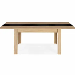 Table de salle à manger extensible en bois imitation hêtre et noire 6-10 personnes