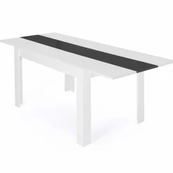 Table de salle à manger extensible blanche et grise 6-10 personnes