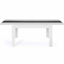 Table de salle à manger extensible blanche et grise 6-10 personnes