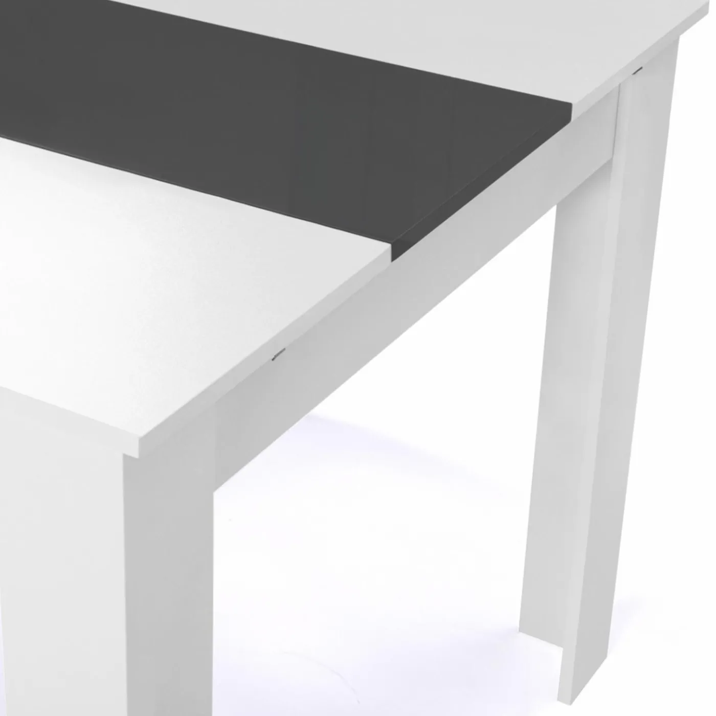 Table de salle à manger extensible blanche et grise 6-10 personnes