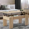 Table de salon avec plateau relevable bois imitation hêtre