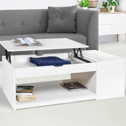 Table de salon avec plateau relevable blanche