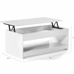 Table de salon blanche avec plateau relevable