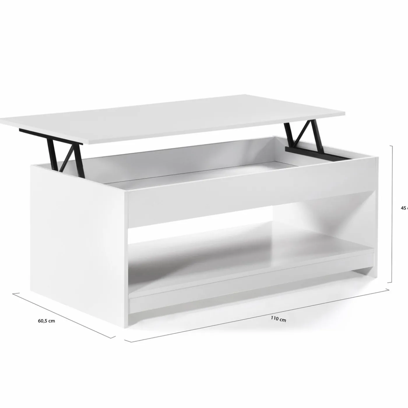 Table de salon blanche avec plateau relevable