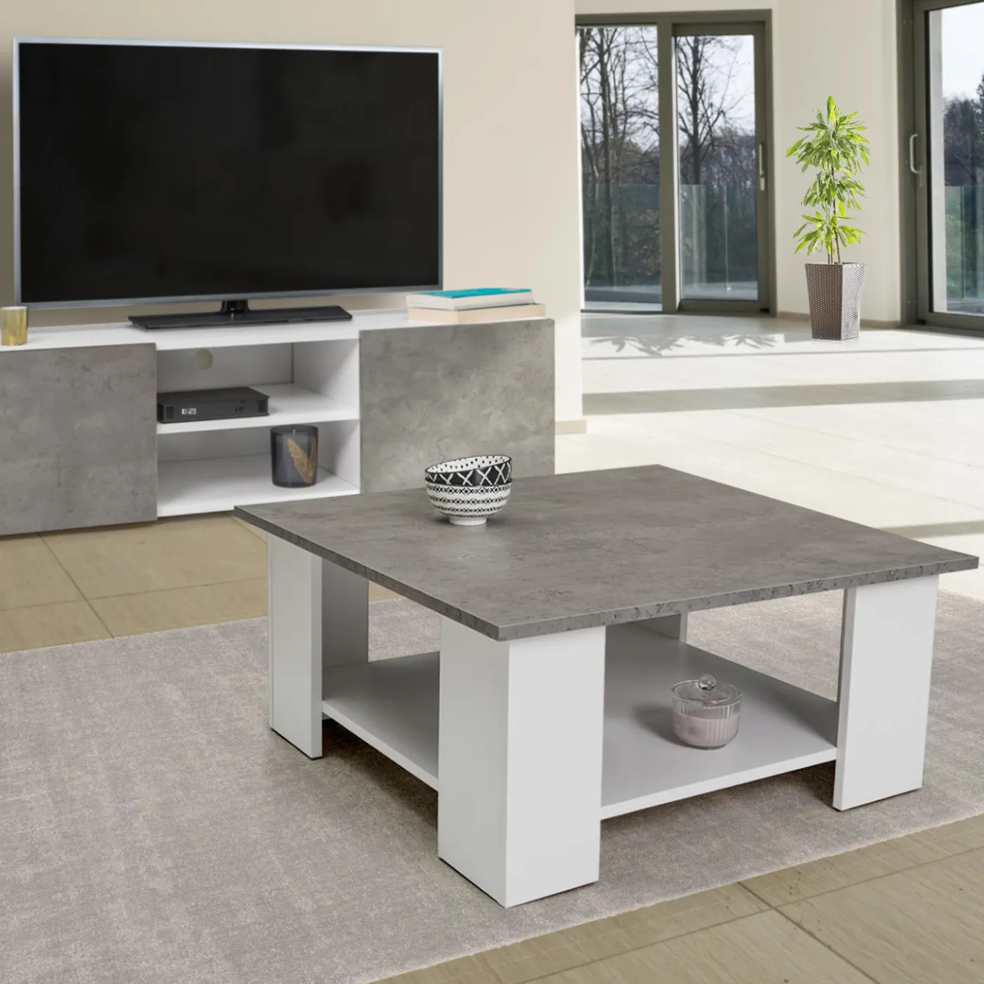 Table de salon imitation béton