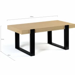 Table de salon style industriel bois et noir