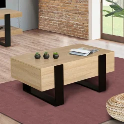 Table de salon style industriel avec tiroirs