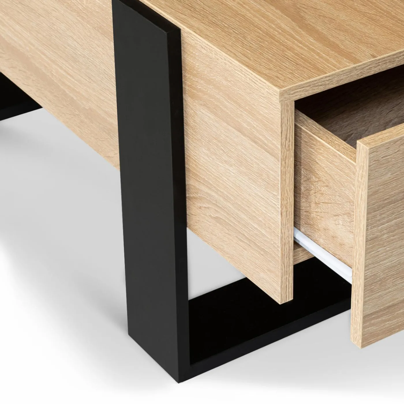 Table de salon style industriel avec tiroirs