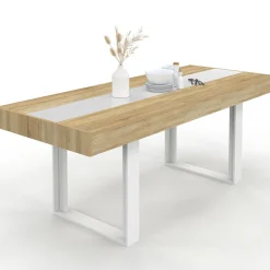 Table extensible 6 à 10 personnes bois et blanc