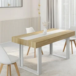Table extensible 6 à 10 personnes bois et blanc