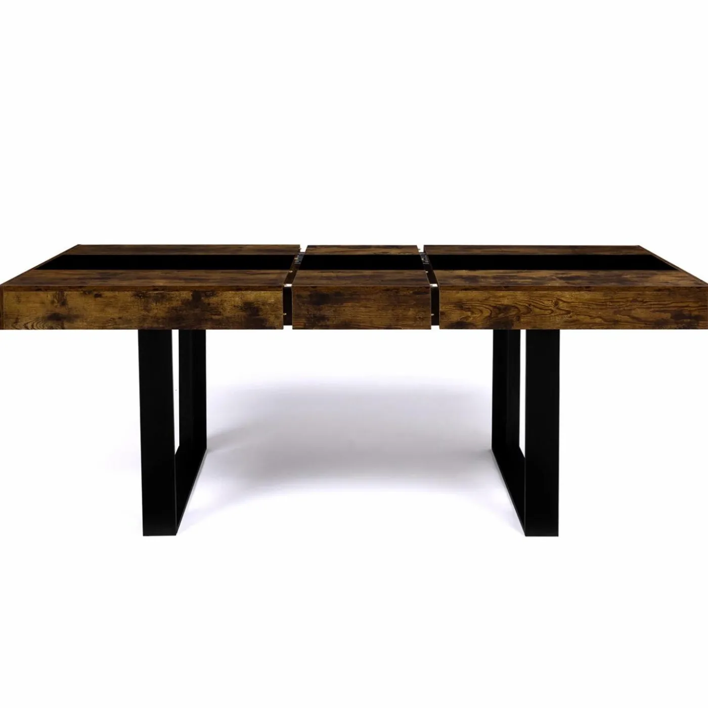 Table extensible 6 à 10 personnes bois effet vieilli et noir