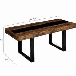 Table extensible 6 à 10 personnes bois effet vieilli et noir