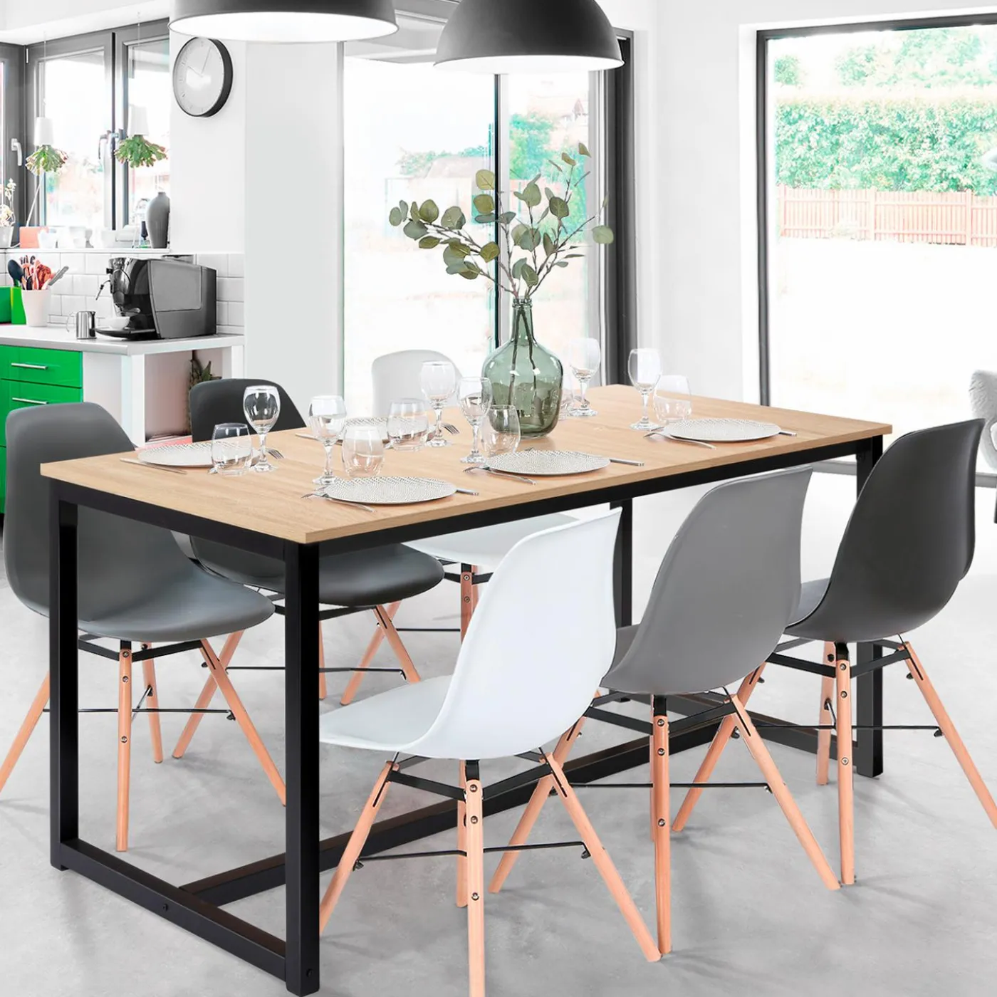 Table extensible industrielle 6-10 personnes 200 cm