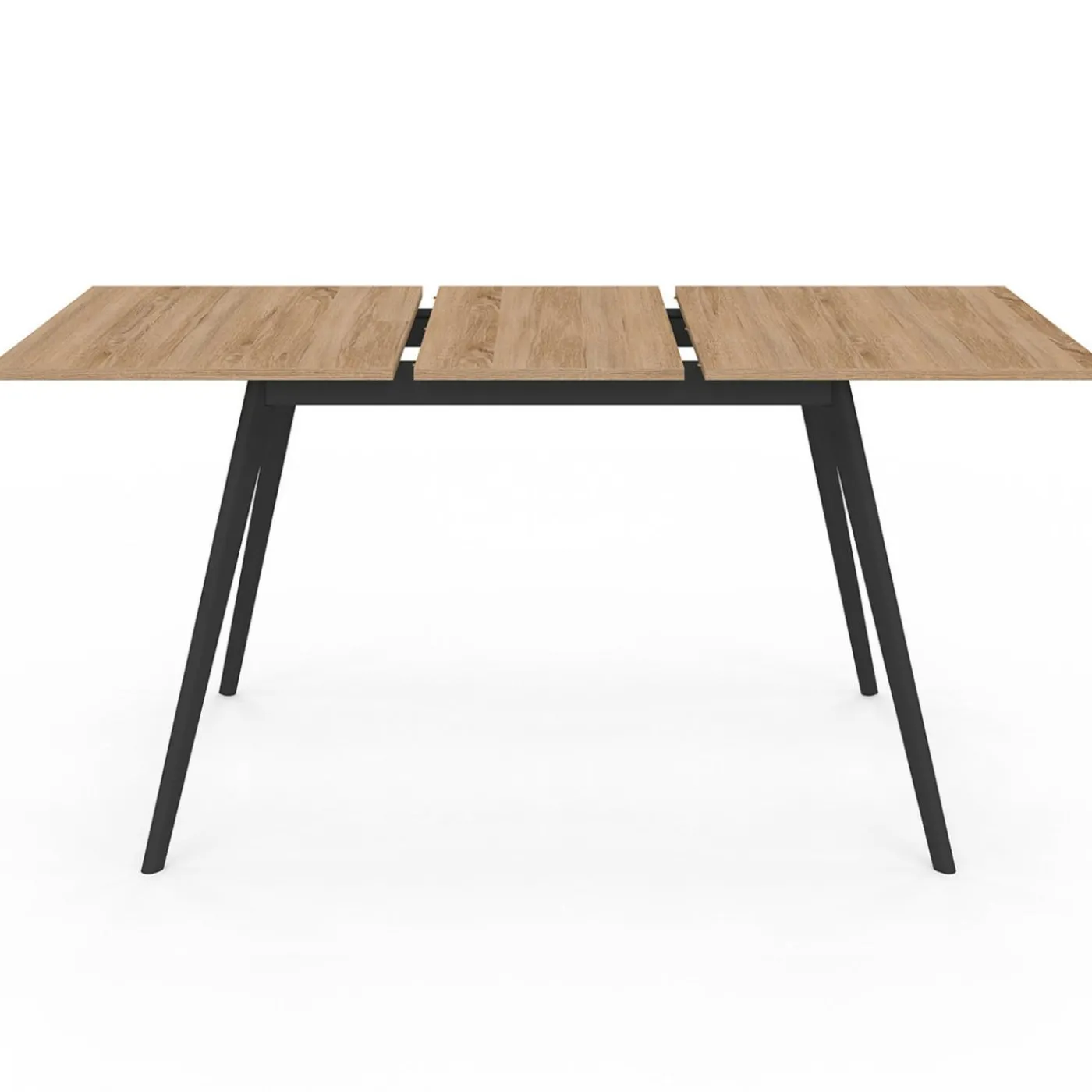 Table extensible scandinave plateau bois pieds noirs 120-160 cm