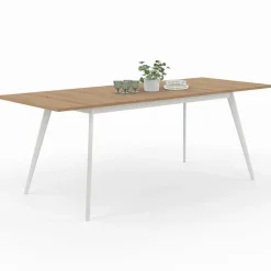 Table extensible scandinave plateau bois pieds blancs 160-200cm