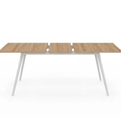 Table extensible scandinave plateau bois pieds blancs 160-200cm